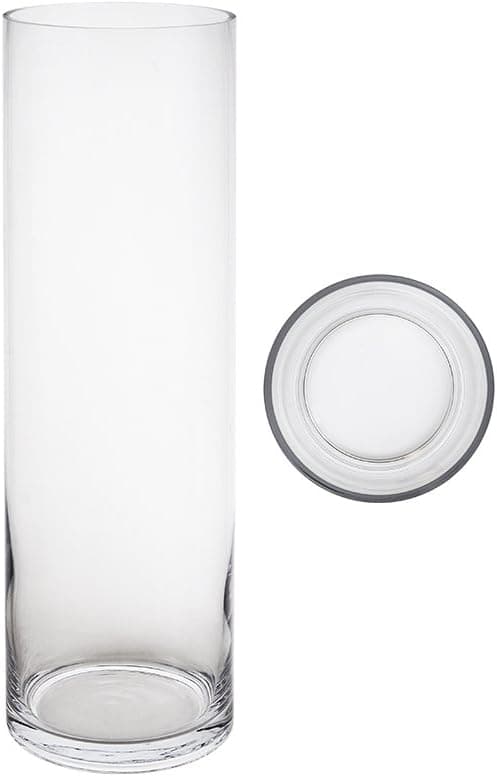 Mega Vases Cylinder Vase 5 Inch x 20 Inch, Decorative Clear Glass with Sturdy Base