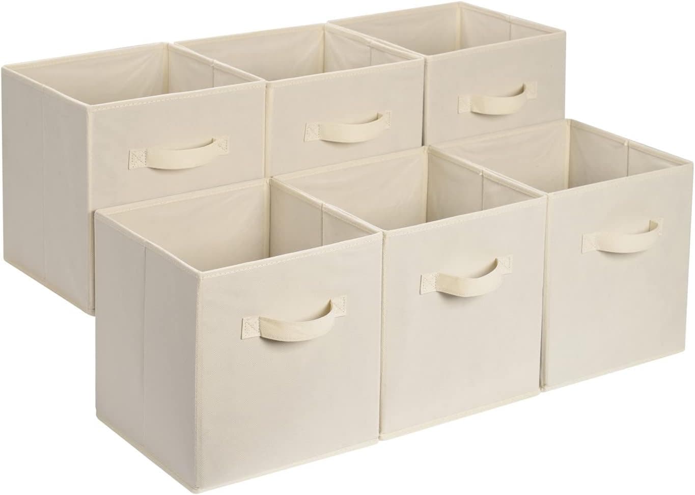 Collapsible Fabric Storage Cube Bins with Handles, 6-Pack