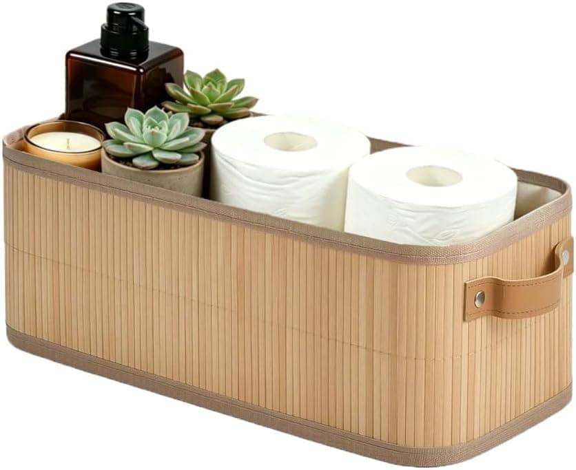 Space Bathroom Storage Baskets, Waterproof Bathroom Counter Organizer, Decorative, Set of 2