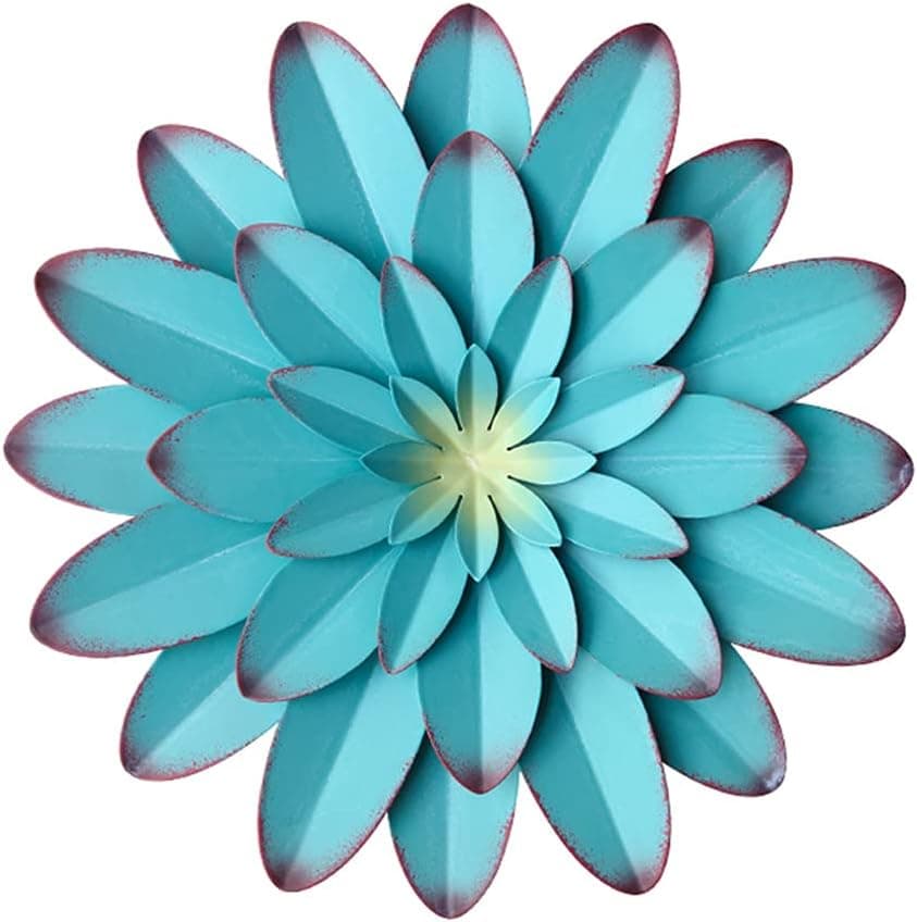 AHYS Wall Art Metal Wall Decor, 12 Inch Blue - Indoor Outdoor Metal Flowers Wall Decor for Living Room, Bedroom, Bathroom, Garden