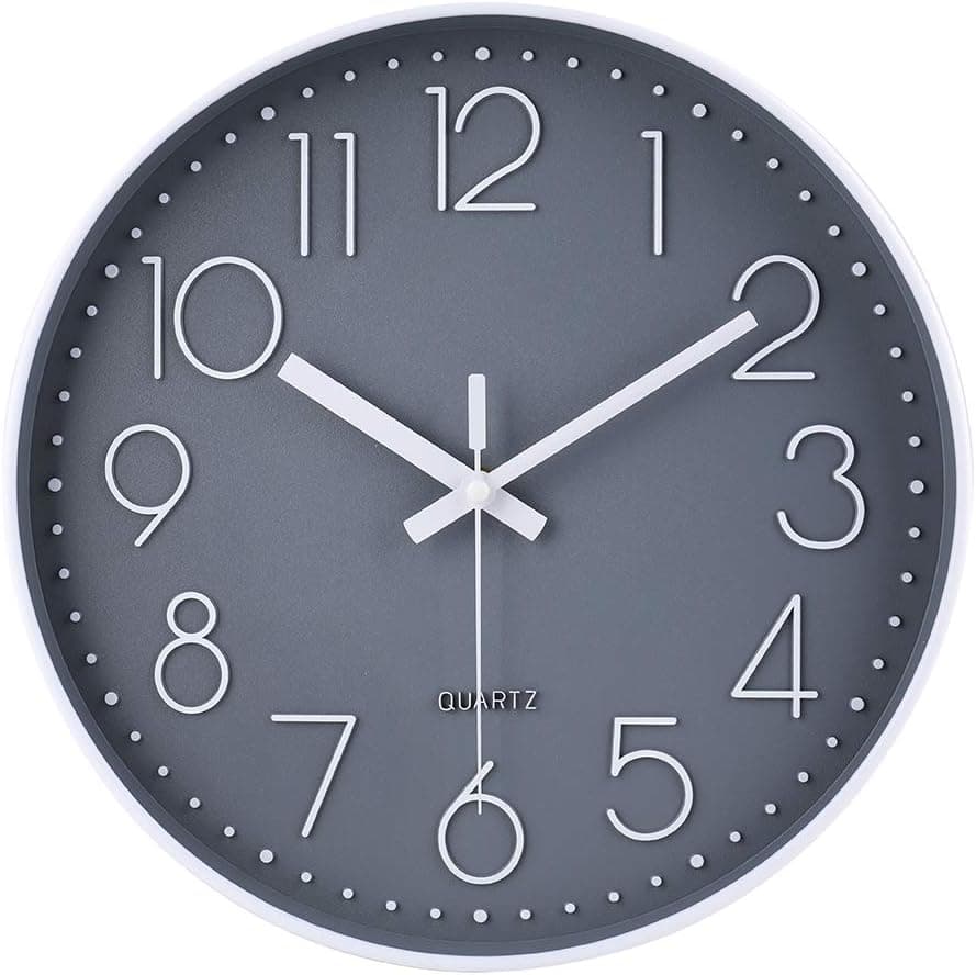 jomparis Wall Clock 12 Inch Non-Ticking Silent Battery Operated Round Wall Clock Modern Elegant Simple Style for Home Office Kitchen