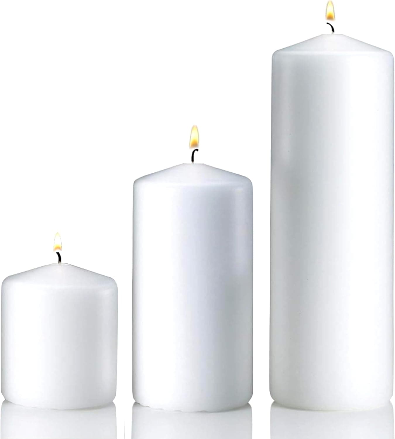 PARNOO Vanilla Pillar Candles Set of 3, Dripless Unscented, 3x3, 3x6 & 3x9, Decorative Candles