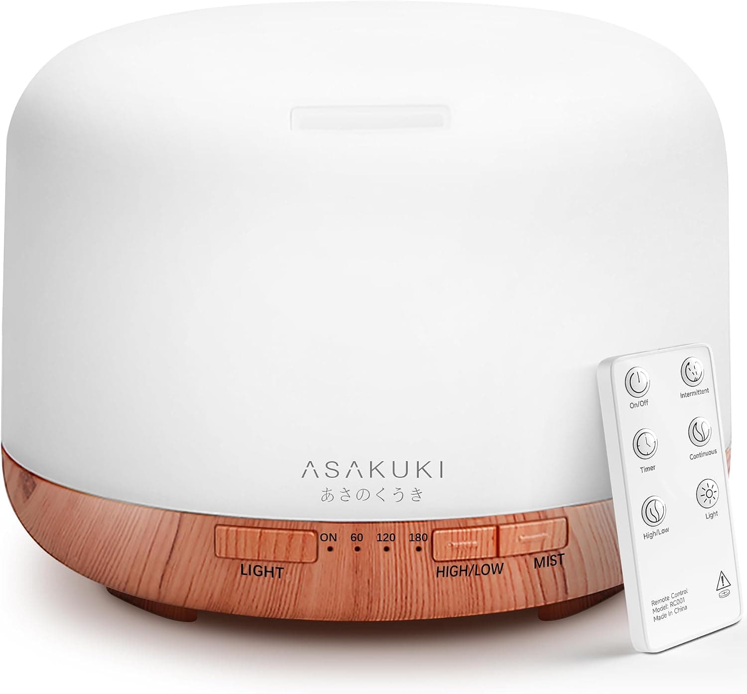 ASAKUKI Essential Oil Diffuser for Home, 500ML Aromatherapy Humidifier with Remote Control, 7 Color LED Lights