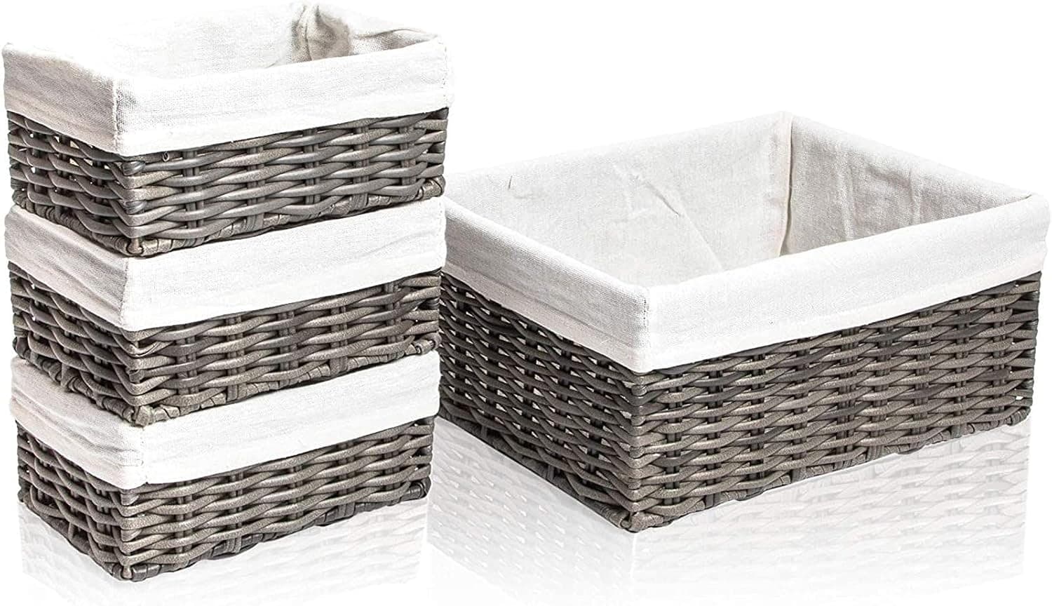 Wicker Nesting Baskets with Cloth Lining, 4-Pack