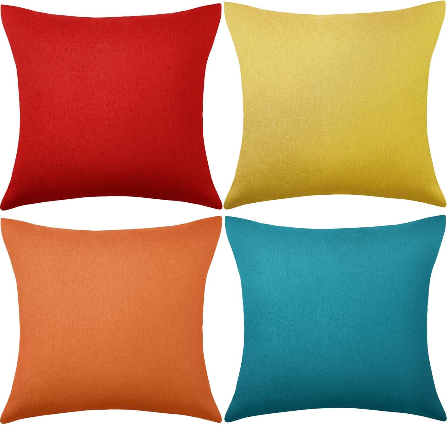Boao 4 Pack Decorative Outdoor Waterproof Throw Pillow Covers Square Patio Balcony Garden Waterproof Cushion Case PU Coating Pillow Shell for Couch Bed Patio Sofa, 18 x 18 Inch (Multi Color)