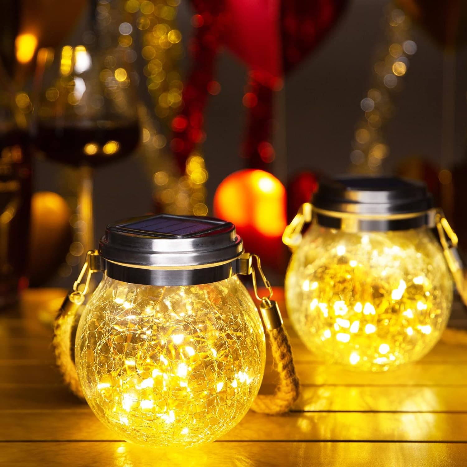 ROSHWEY 4 Pack Solar Lanterns Outdoor Waterproof, 30 LED Garden Decor Hanging Solar Lights Decorative Backyard Decorative Lighting for Patio Trees Pathway Yard