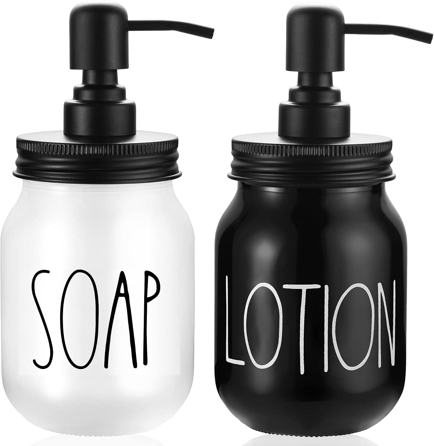 Brighter Barns Hand Soap and Lotion Dispenser Set, Glass Liquid Dispenser, Farmhouse Decor