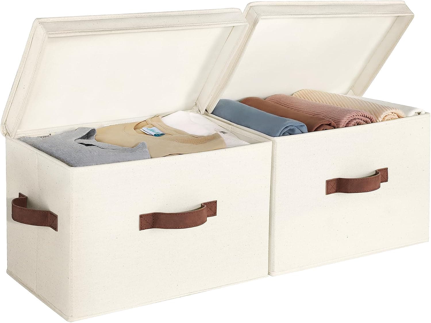 Fabric Storage Bins with Lid, Decorative Boxes for Shelves, 2-Pack
