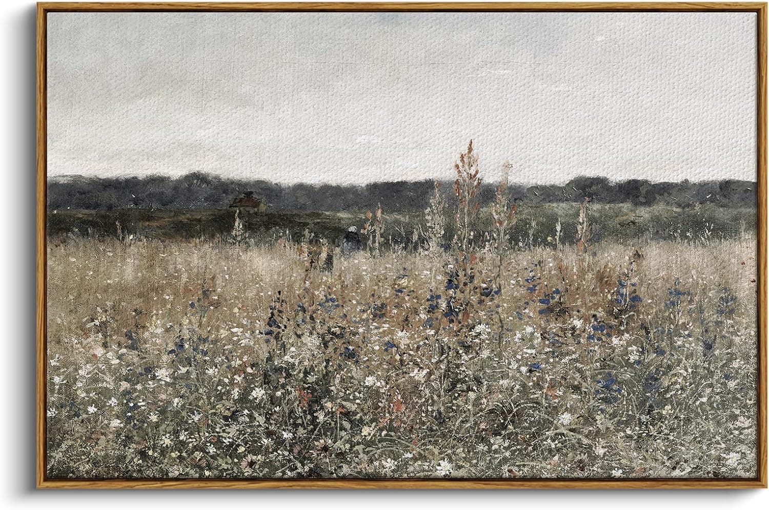 InSimSea Framed Canvas Wall Art Vintage Decor, Landscape Wall Art, Meadow with Flowers Art, Modern Farmhouse Decor, 24"x36"