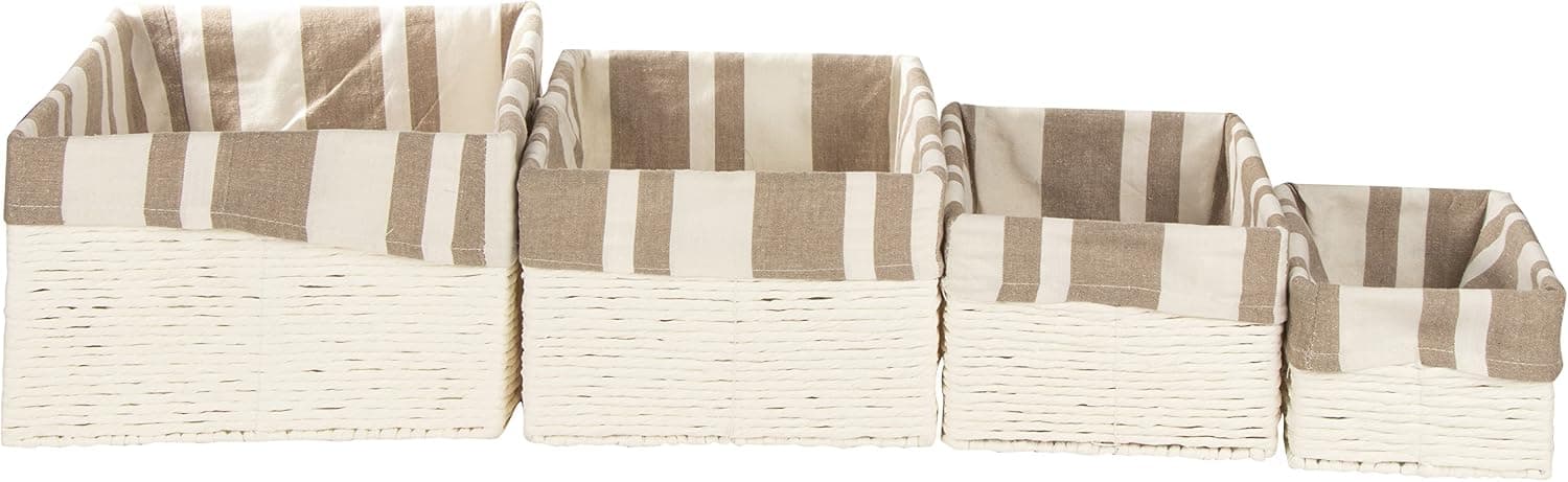 4 Piece Wicker Basket Set, Nesting Baskets