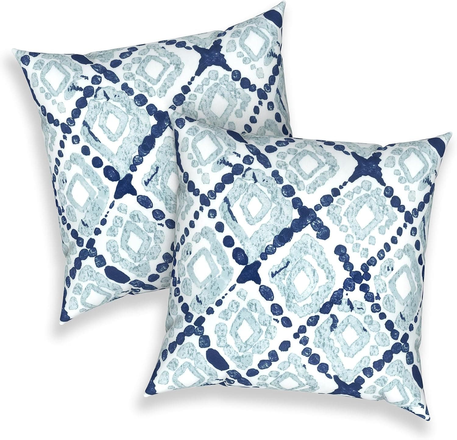 Melody Elephant Outdoor Throw Pillow Covers Set of 2, All Weather Square Pillow Cases 16x16 Inch, Patio Cushion Pillow of Home Furniture Use, HerringboneWhite