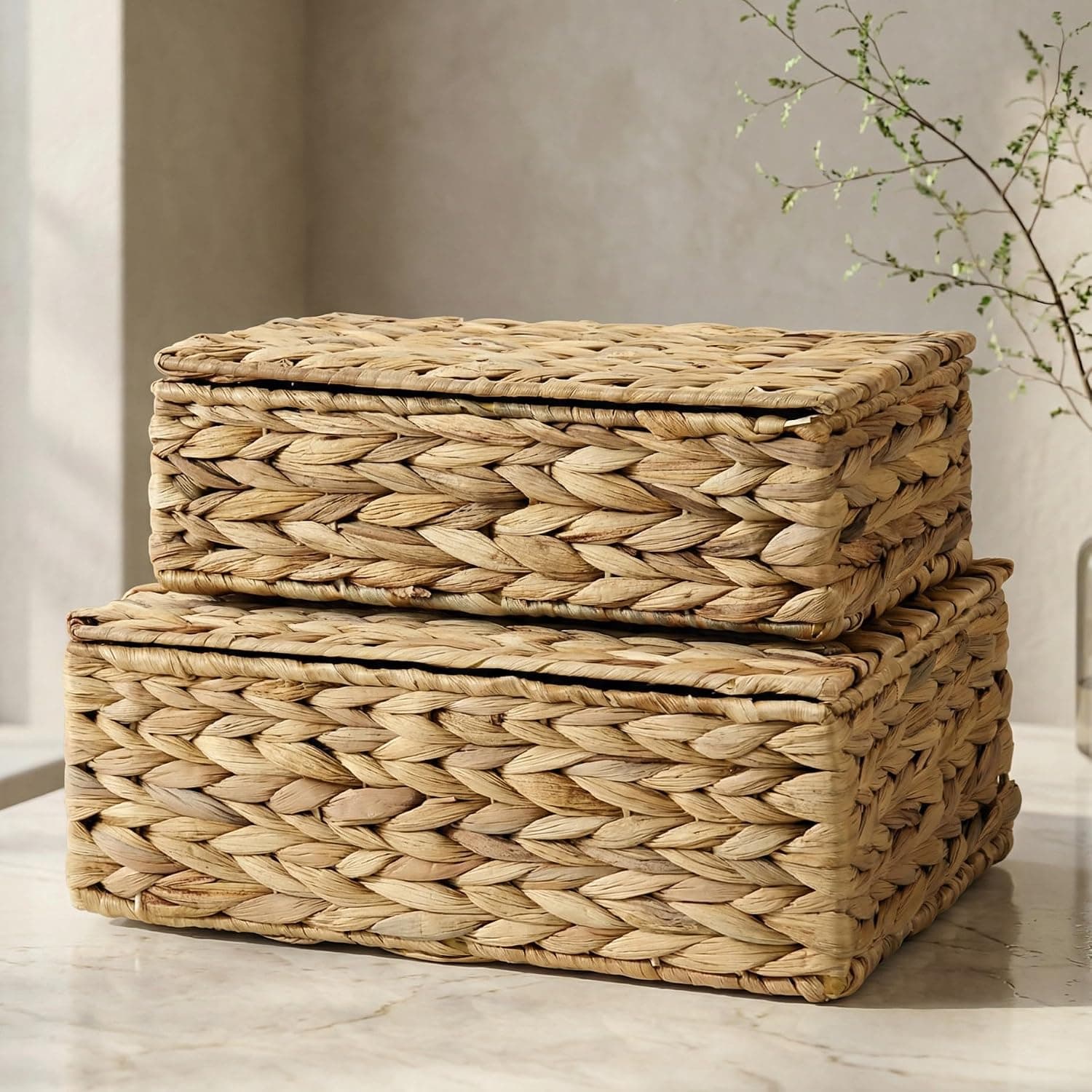 Decorative Storage Boxes with Lids, Set of 2