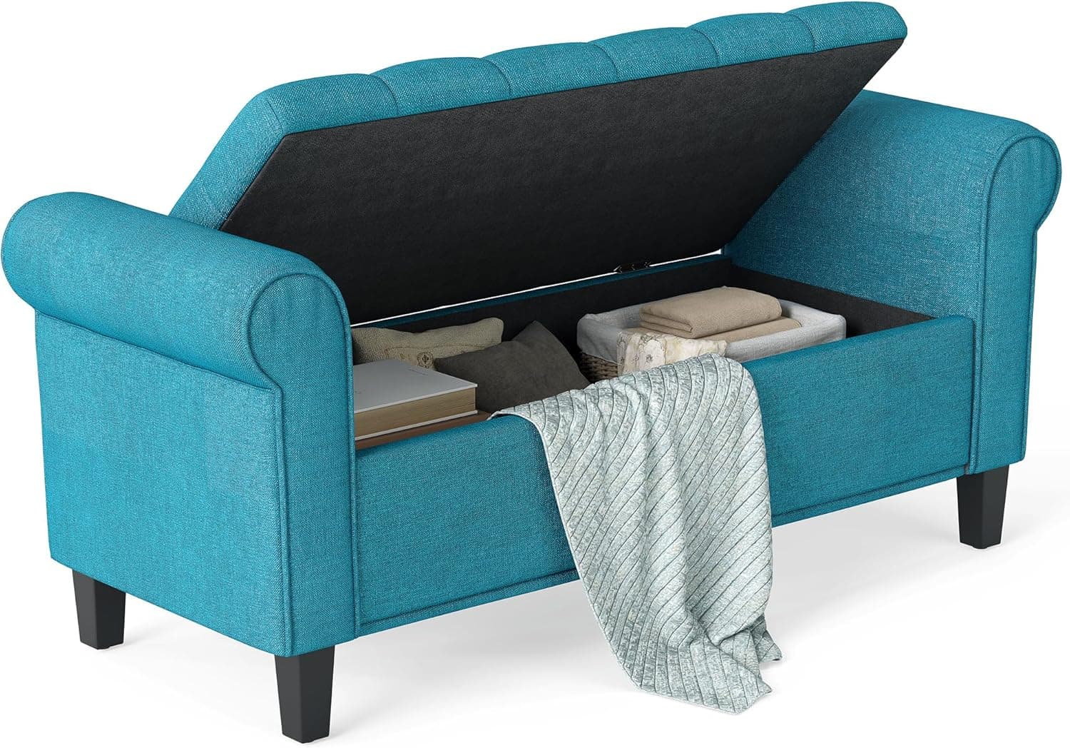 50" Storage Ottoman Bench with Rolled Arms