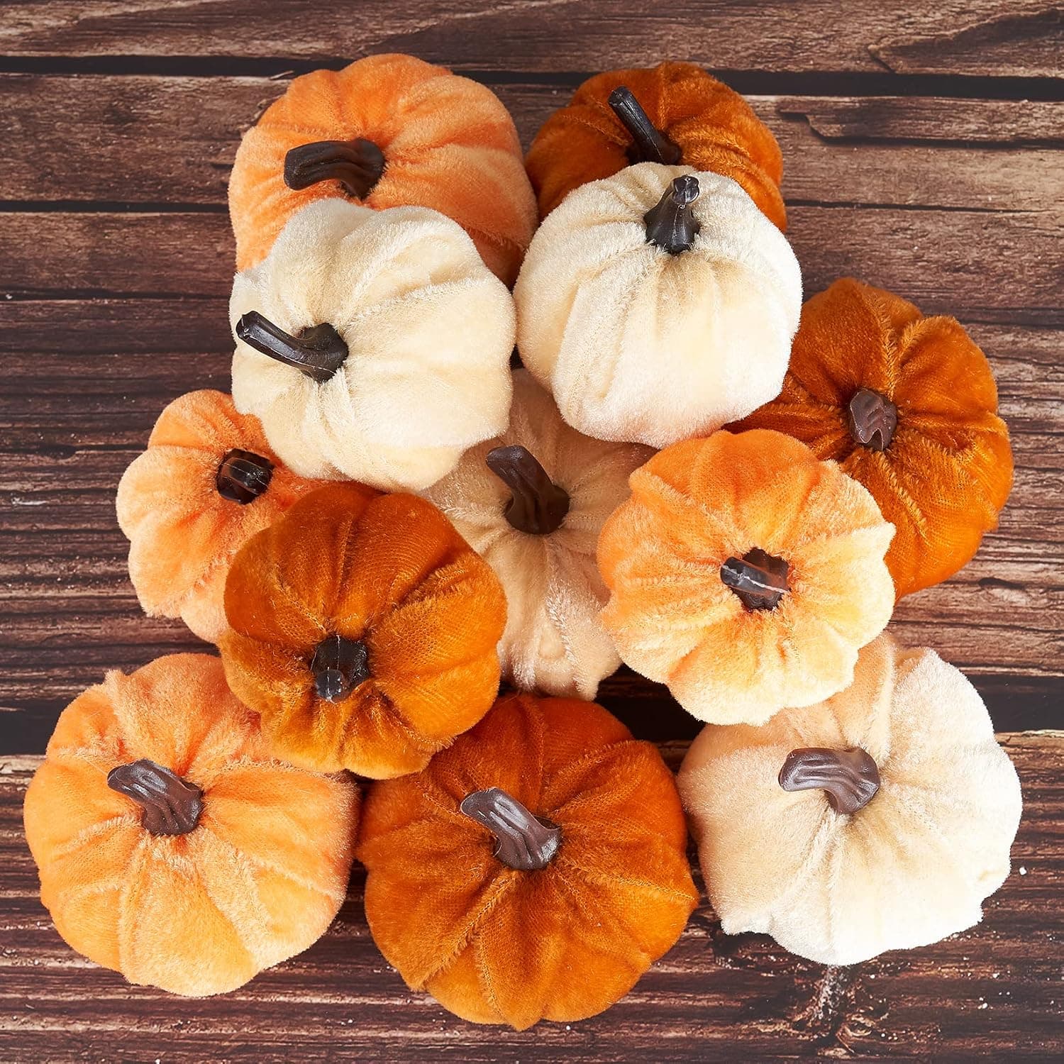 Diahom Pumpkin Decor 12pc Artificial Velvet Fall Thanksgiving Decoration