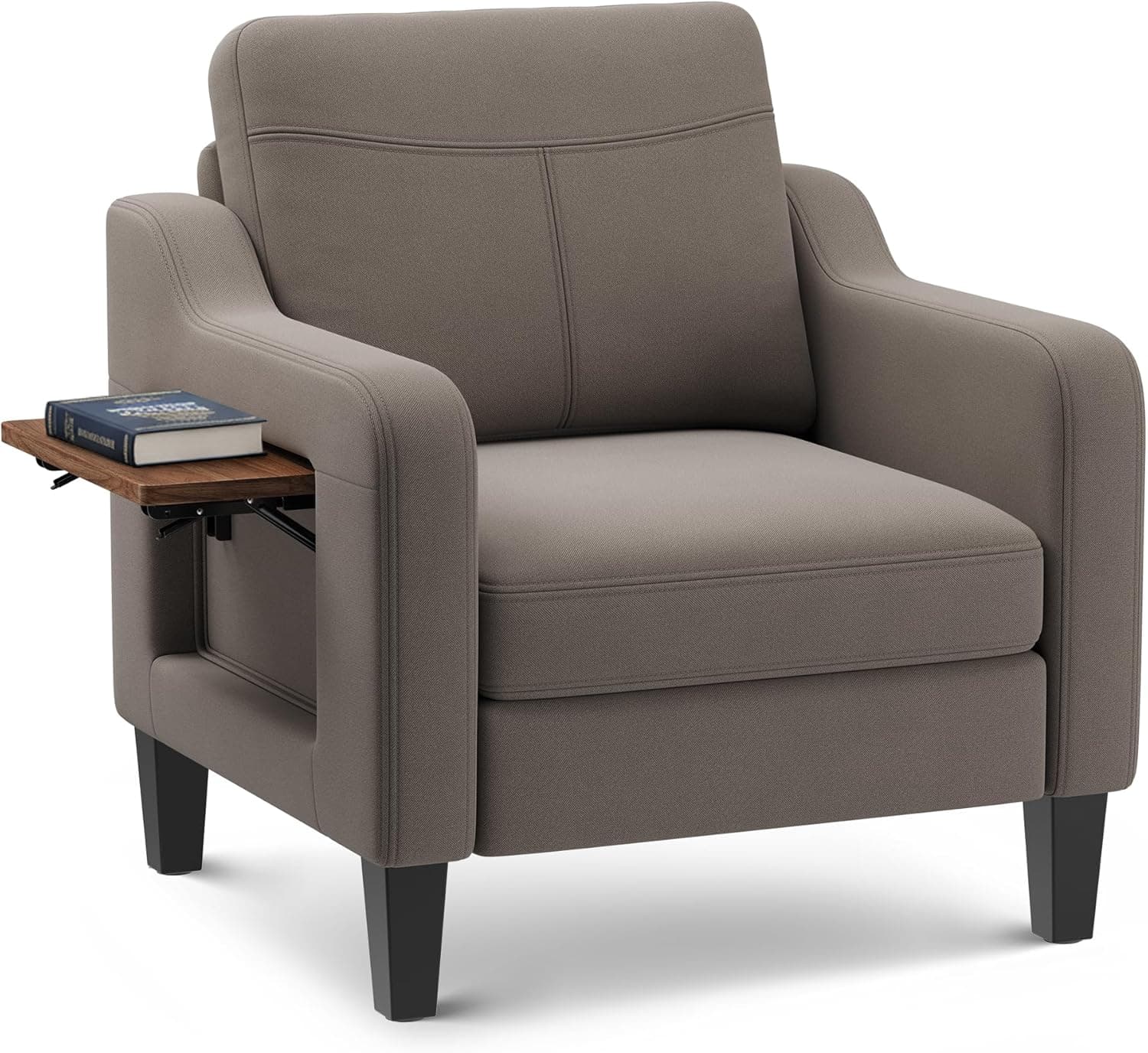 Accent Chair with Foldable Table and Side Pockets