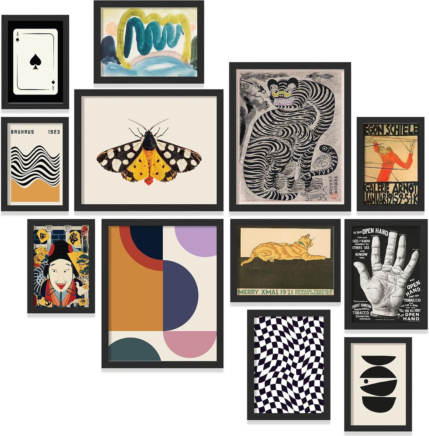 97 Decor Eclectic Wall Art Prints Unframed, Mid Century Retro Decor for Home Bedroom, 12 Pcs Gallery Wall Decor Set