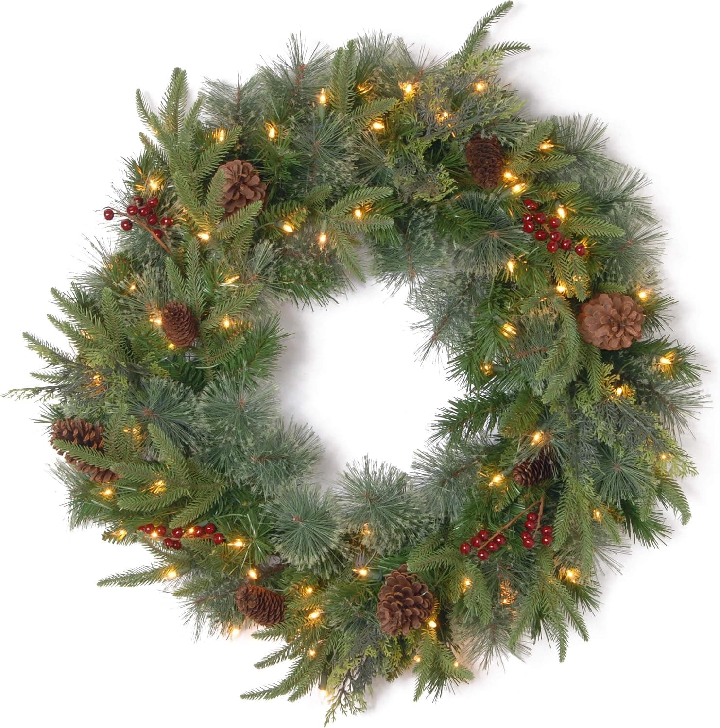 National Tree Company 24 in Pre-Lit Colonial Fir Artificial Christmas Wreath with 50 LED Lights
